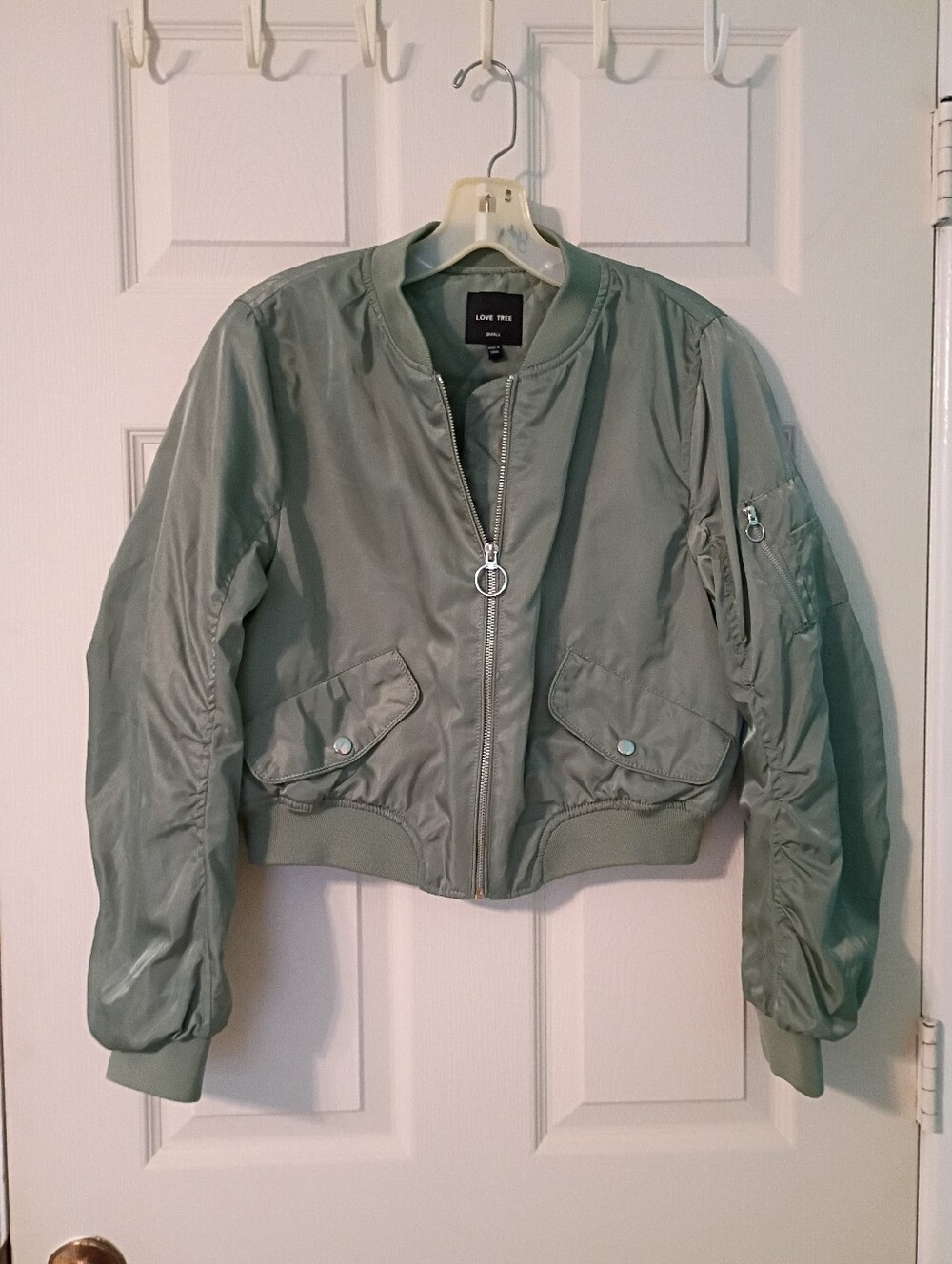 Love Tree Medium Green Bomber Puffer Hybrid Jacket - Size Small